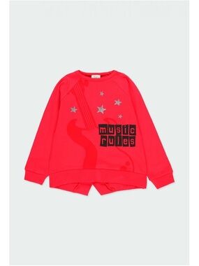 Kids Long-Sleeve Red 'Music Rules' Graphic Tee